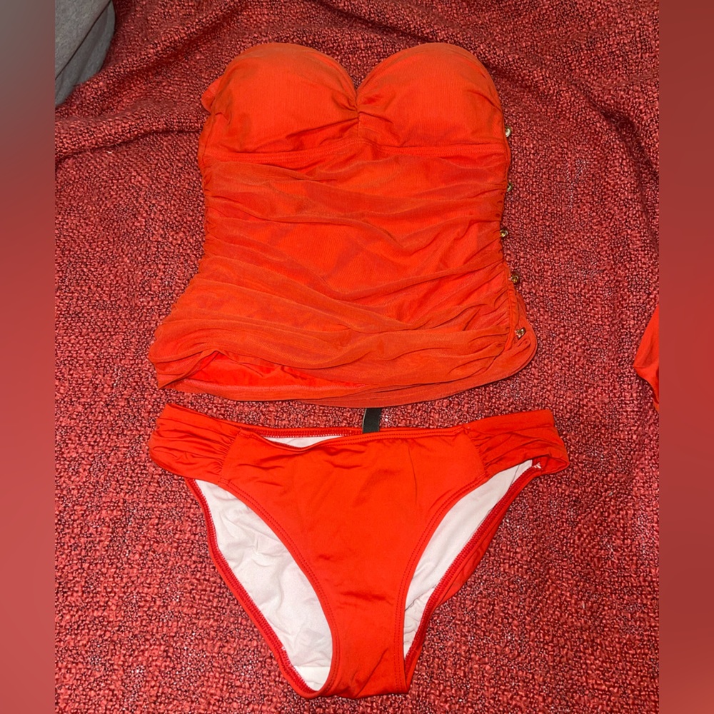 Orange Ralph Lauren Swimsuit Top/Bottoms/cover up skirt